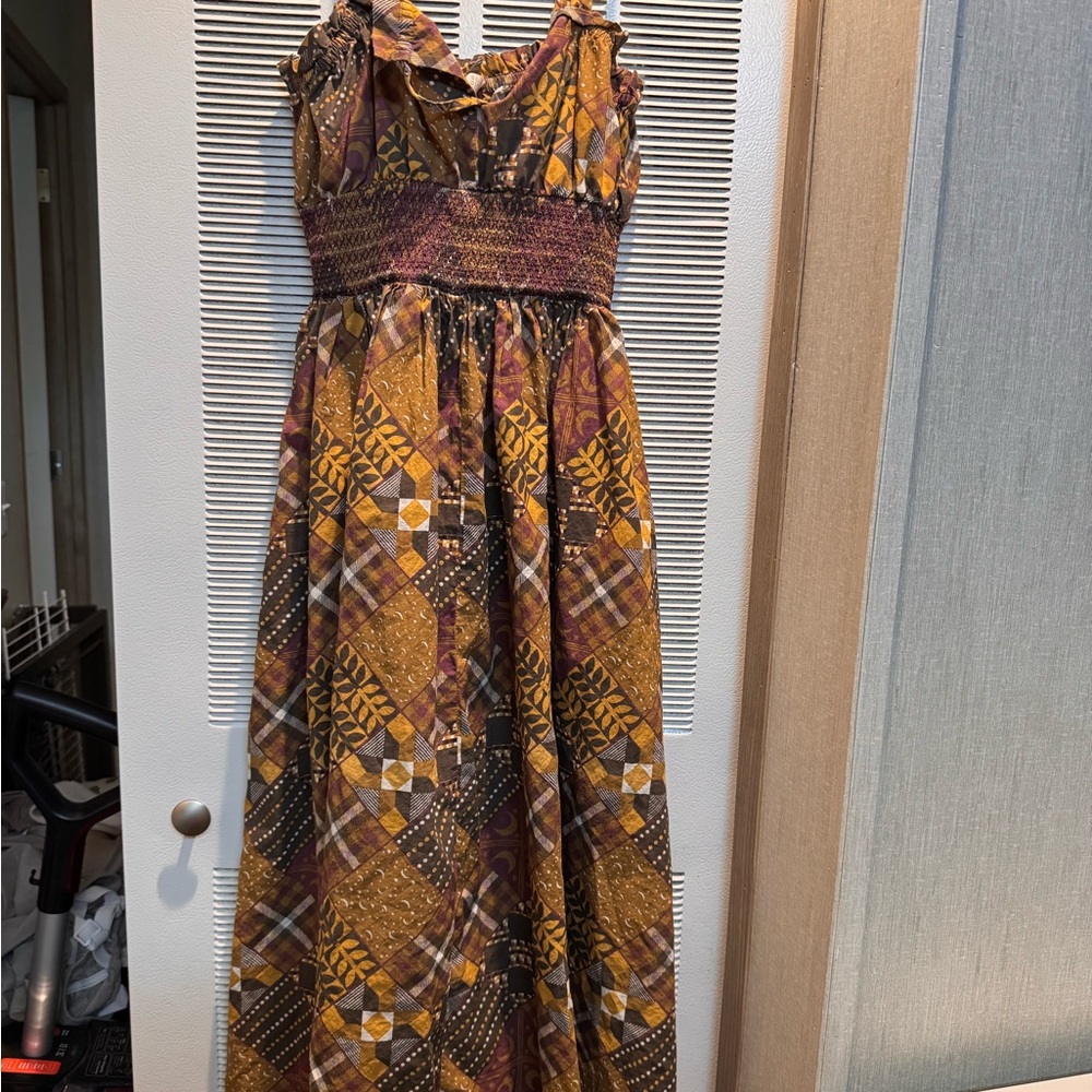 Kate Quinn Earthy Patchwork Midi Dress